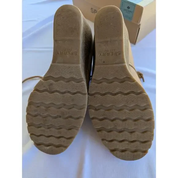 Sperry Ankle Boots Size 8.5M Women Celeste Prow Tan Lace Up Wedge - Picture 9 of 9